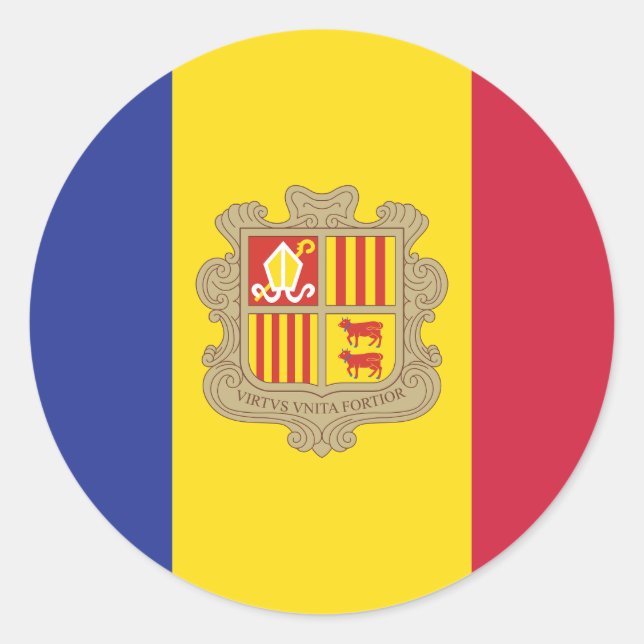 Andorra Flag Classic Round Sticker (Vorderseite)