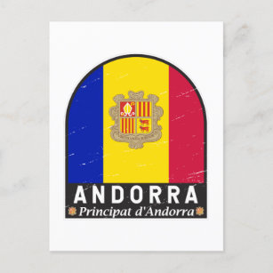 Andorra-Flag-Emblem gestört Vintag Postkarte