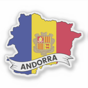 Andorra Flag Karte Aufkleber