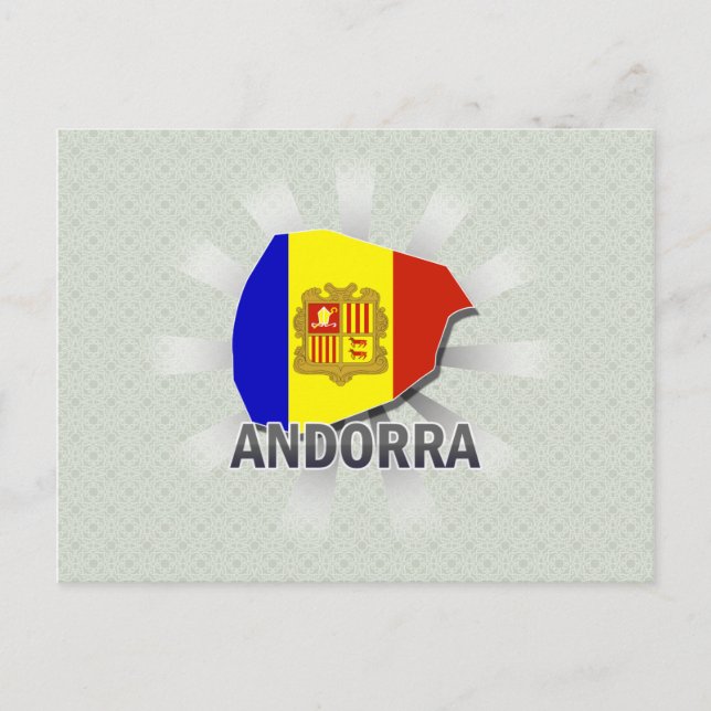 Andorra Flag Map 2.0 Postkarte (Vorderseite)