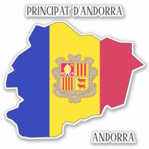 Andorra Flag Map Kontur Aufkleber