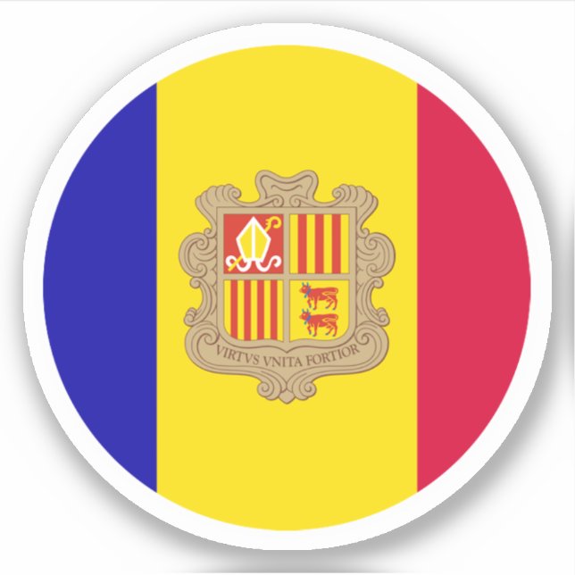 Andorra Flag Round Sticker (Vorderseite)
