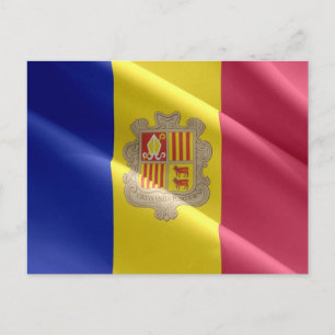 Andorra - Flag Waving - Postkarte