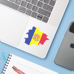 Andorra-Flagge auf der Aufkleber für die Landkarte