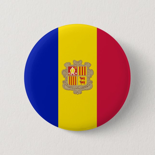 Andorra-Flagge Button (Vorderseite)