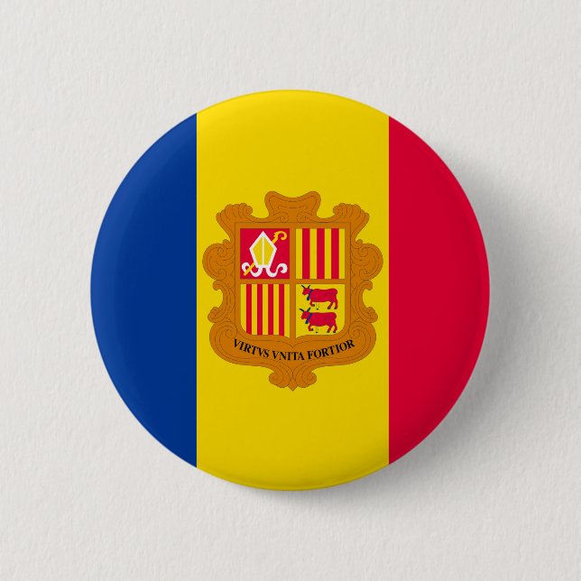 Andorra-Flagge Button (Vorderseite)