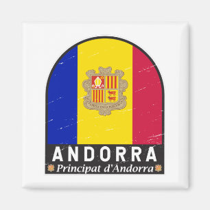 Andorra Flagge Emblem Abgenutzt Vintage Magnet