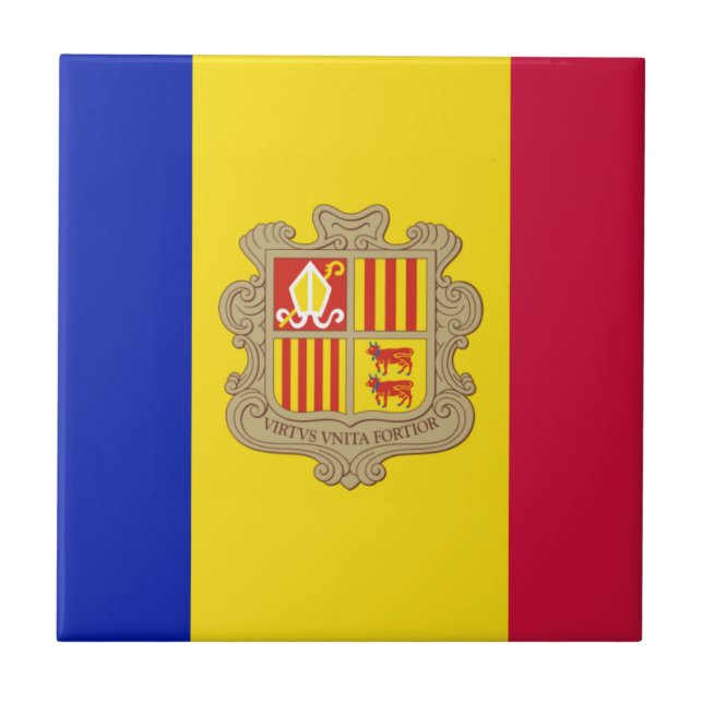 Andorra-Flagge Fliese (Vorderseite)