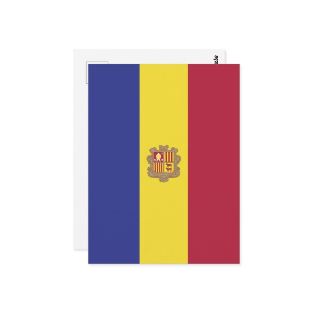 Andorra-Flagge Postkarte (Vorderseite/Rückseite Beispiel)