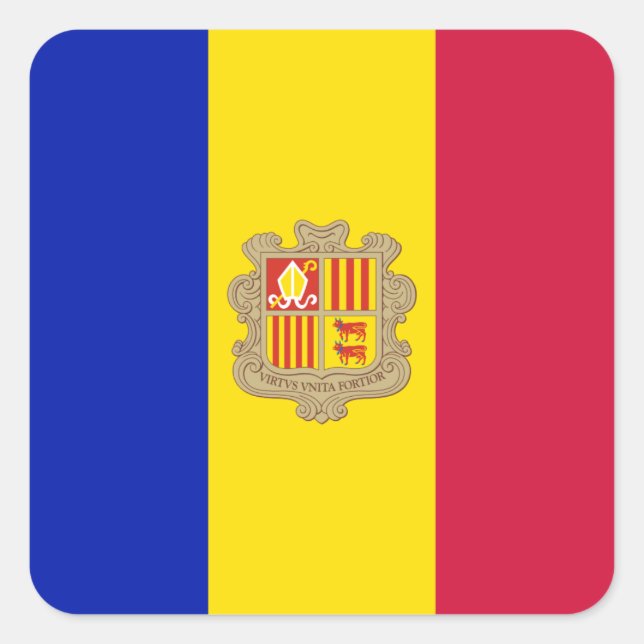 Andorra-Flagge Quadratischer Aufkleber (Vorderseite)