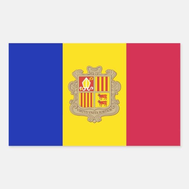 Andorra-Flagge Rechteckiger Aufkleber (Vorderseite)