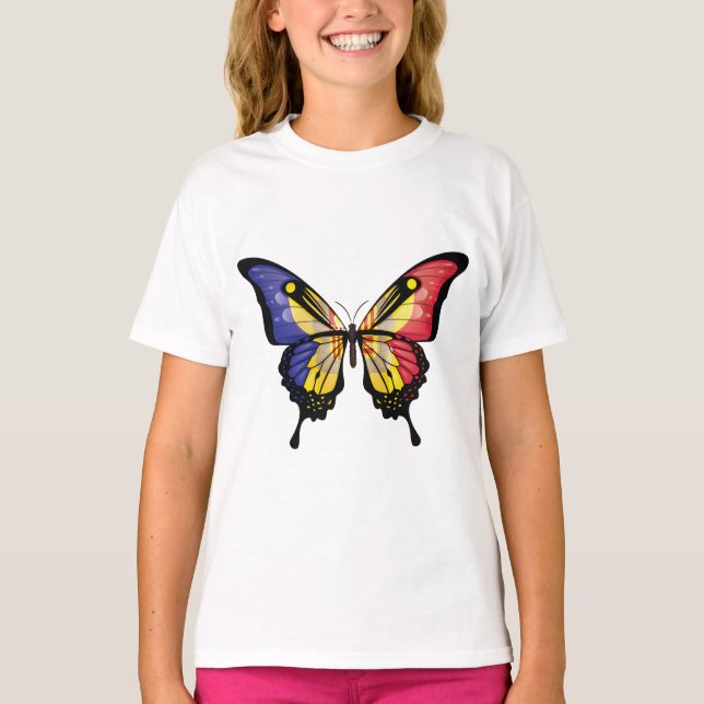 Andorra Frack Butterfly Flag Sticker T-Shirt (Vorderseite)
