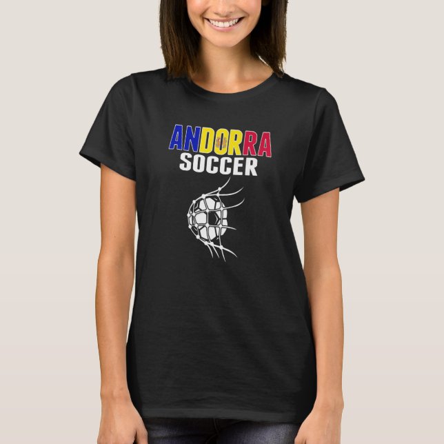 Andorra Fußball-Ball im Netz Andorran Fußball-Supp T-Shirt (Vorderseite)