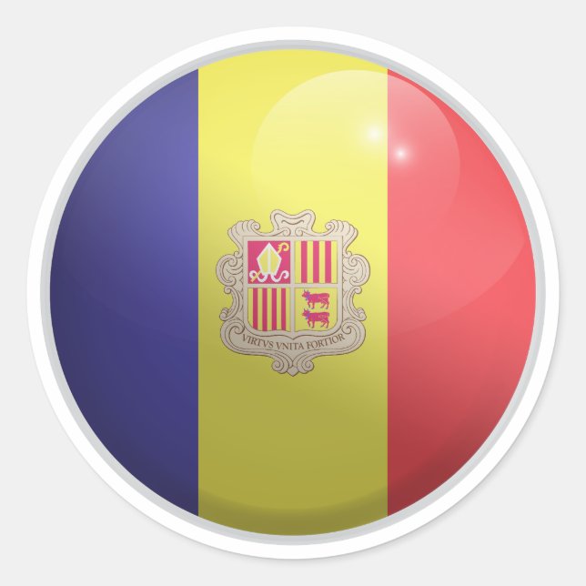 Andorra Glossy Circle Flag Runder Aufkleber (Vorderseite)