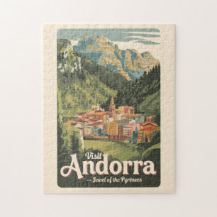 Andorra Illustration Reise Kunst Vintage Puzzle