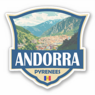 Andorra Illustration Retro-Abzeichen Aufkleber