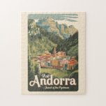 Andorra Illustration Travel Art Vintag Puzzle<br><div class="desc">Andorra Vektorgrafik Design. Andorra ist ein kleines,  unabhängiges Fürstentum zwischen Frankreich und Spanien in den Pyrenäen.</div>