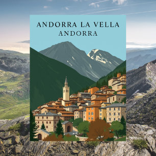 Andorra la Vella, Andorra Reisesouvenir im Vintage Postkarte