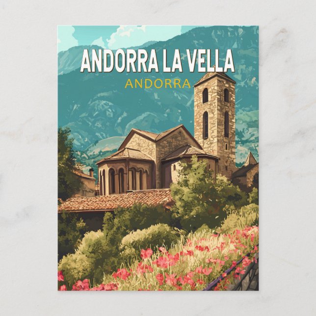 Andorra la Vella Reisen Vintag Postkarte (Vorderseite)
