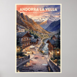 Andorra la Vella Retro Reise Poster