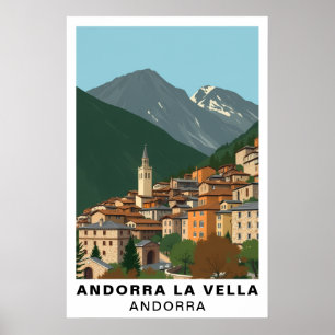 Andorra la Vella Vintage Reise Berg Kunst Poster