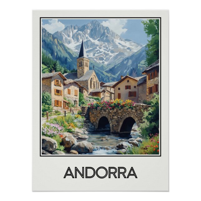 Andorra, malerisches Dorf Poster (Vorderseite)