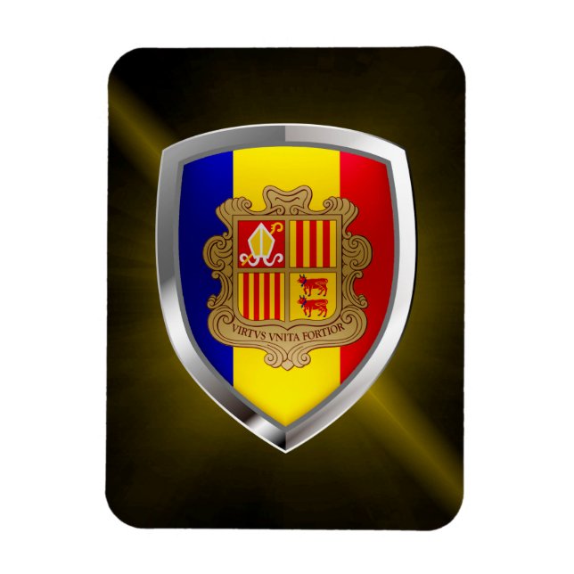 Andorra Metallic Emblem Magnet (Vertikal)