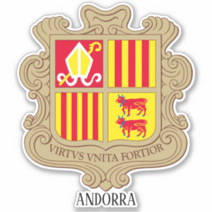 Andorra National Coat of Arms Patriotic Aufkleber