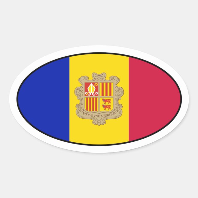 Andorra Oval Flag Sticker (Vorderseite)
