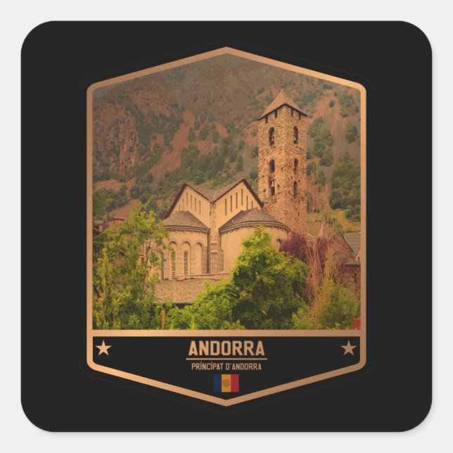 Andorra Quadratischer Aufkleber (Vorderseite)