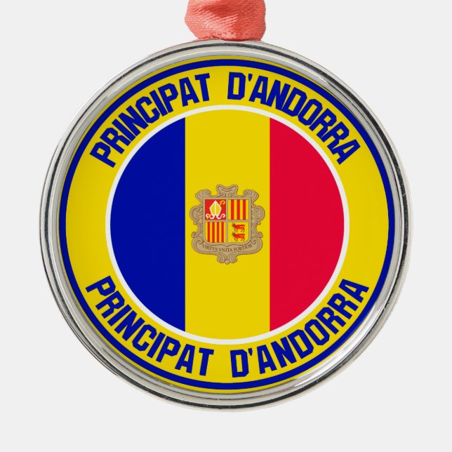 Andorra Round Emblem Ornament Aus Metall (Vorne)