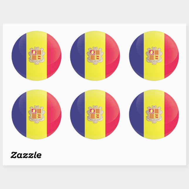 Andorra Round Icon Flag Runder Aufkleber (Blatt)