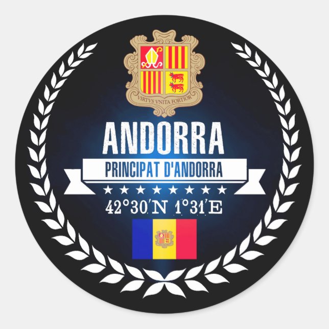 Andorra Runder Aufkleber (Vorderseite)