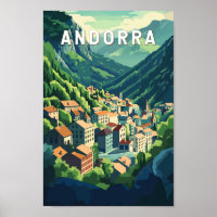 Andorra Travel Art Vintag