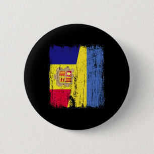 Andorra Ukraine Halbflagge Andorianisch Ukrainisch Button