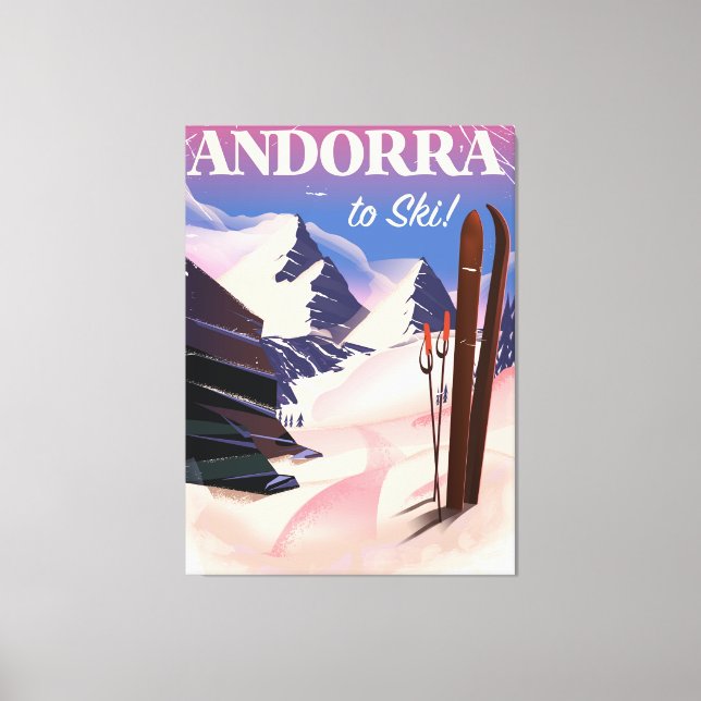 Andorra Vintag Ski Poster Leinwanddruck (Vorderseite)