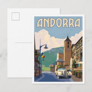 Andorra Vintage Art Reise Postkarte