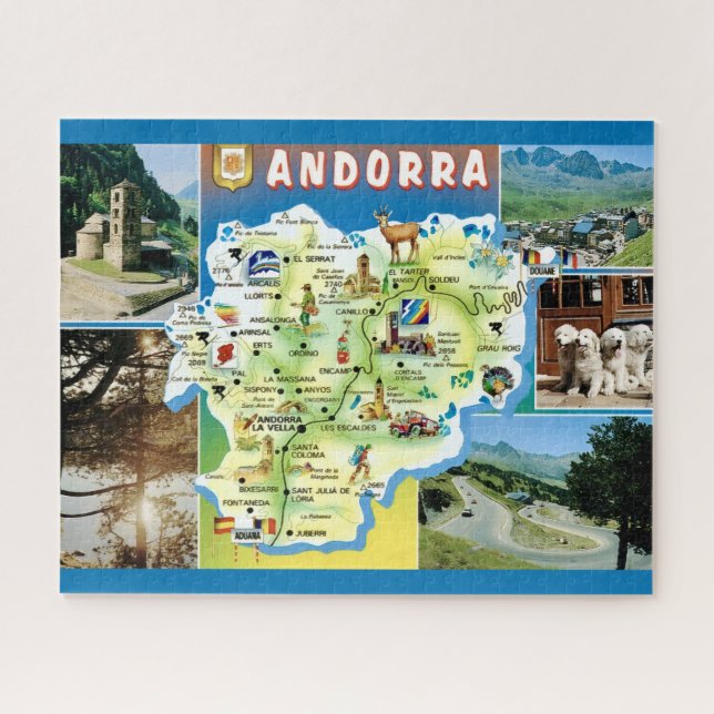 Andorra Vintage Karte  Puzzle (Horizontal)