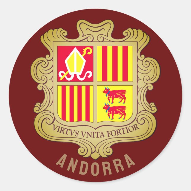 Andorra Wappen Runder Aufkleber (Vorderseite)