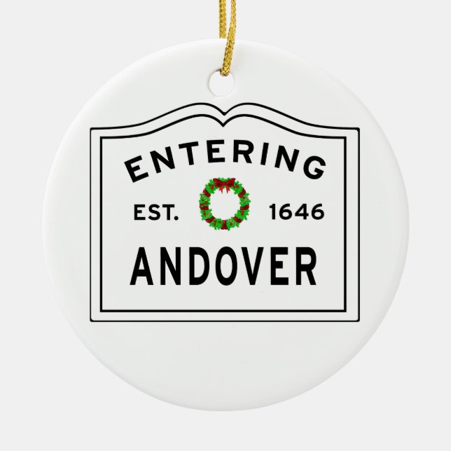 Andover, MA Holiday Wreath Metal Ornament (Vorne)