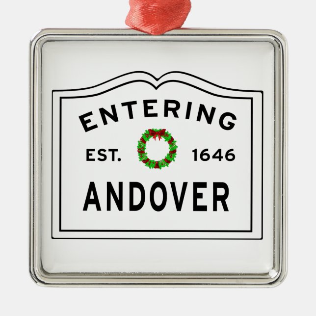 Andover, MA Holiday Wreath Metal Ornament (Vorne)