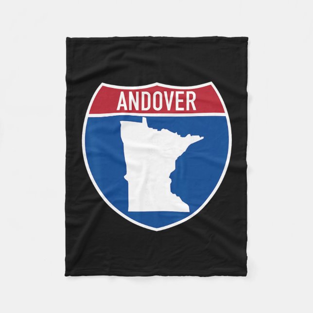 Andover Minnesota Karte Highway Interstate Schild  Fleecedecke (Vorderseite)