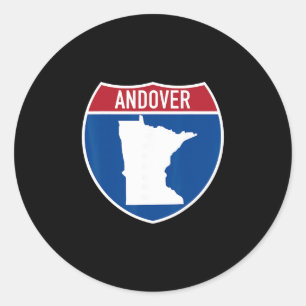 Andover Minnesota Karte Highway Interstate Schild Runder Aufkleber