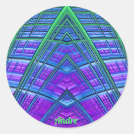ANDRE ~ Cool! Green Lila Blue Geometric ~ Runder Aufkleber