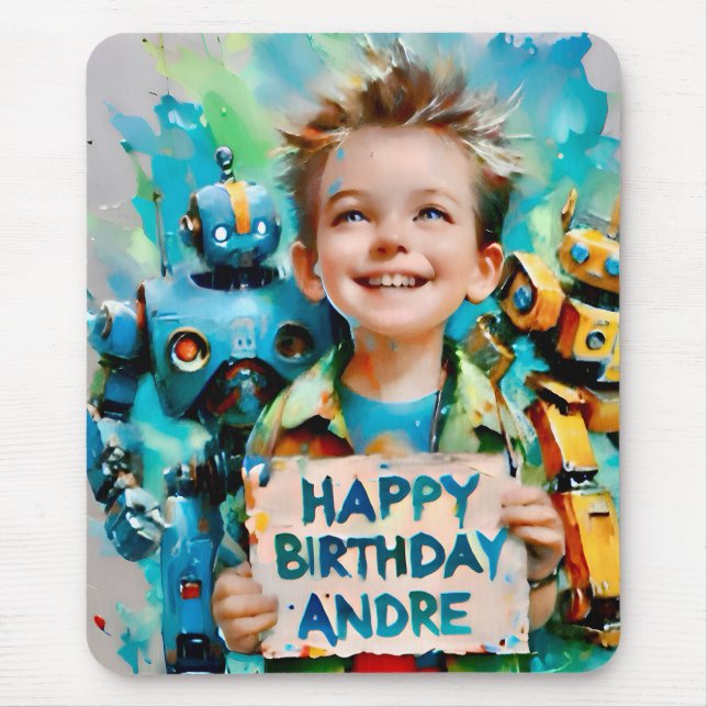 ANDRE ~ Spielzeugroboter ~ Mousepad (Vorne)
