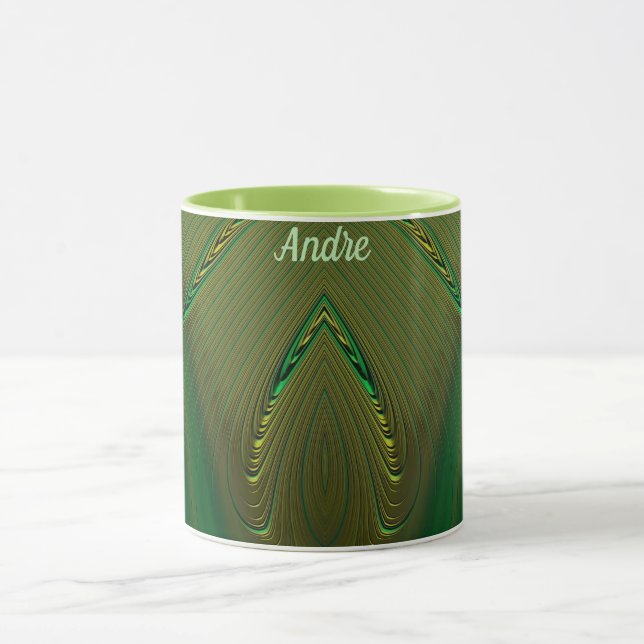 ANDRE ~ Zany 3D Fraktal ~ Gold Green Tasse (Zentrum)