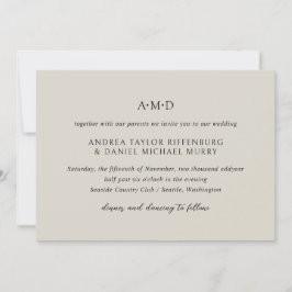 Andrea Beige Elegant Wedding Einladung