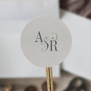 ANDREA Beige Moderne Einfache Hochzeitsmonogramm Runder Aufkleber