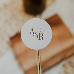 ANDREA Boho Creme modernes einfaches Hochzeitsmono Runder Aufkleber