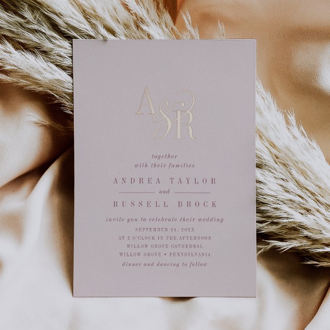 ANDREA Burgundy Blush Pink Rose Gold Foil Wedding Folieneinladung (ANDREA Burgundy Blush Pink Rose Gold Foil Wedding Foil Invitation)